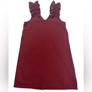 LARKIN Burgundy/Wine Ruffle Strap V Neck Shift Dress Small
